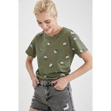 DeFacto M4991AZ.19SM.GD2 Altın V Yaka Regular Fit Kısa Kollu Kadın T-shirt