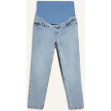 DeFacto Straight Fit Beli Lastikli Bilek Boy Jean Yıkamalı Hamile Pantolon H2077AX26SM - 46 - Mavi-NM39