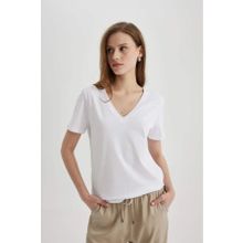 DeFacto W9578AZ/WT79 Beyaz Kadın T-shirt