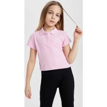 DefFacto Z7794A6 Ss Kız Çocuk Slim Fit Polo Yaka Basic Fitilli Kaşkorse Kısa Kollu Tişört