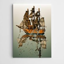 Dekolata Ağaç Gemi ve Gölgesi Modern Sanat 20x30 cm Kanvas Tablo