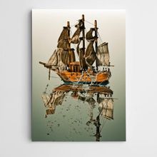 Dekolata Ağaç Gemi ve Gölgesi Modern Sanat 30x40 cm Kanvas Tablo