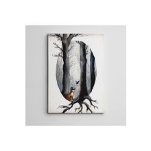 Dekolata Ağaçlar Tilki ve Kuş Mini 20x30 cm Kanvas Tablo