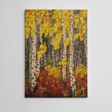 Dekolata Ağaçlar ve Sonbahar Yağlıboya Reprodüksiyon 35x50 cm Kanvas Tablo