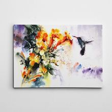 Dekolata Arı Kuşu ve Çiçekler 30x40 cm Kanvas Tablo