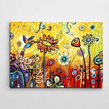 Dekolata Arı Kuşu ve Çiçekler Modern Sanat 85x120 cm Kanvas Tablo