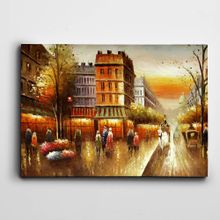 Dekolata At Arabası Sokak ve İnsanlar 40x60 cm Kanvas Tablo