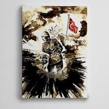 Dekolata Atatürk Cephe ve Türk Bayrağı 25x35 cm Kanvas Tablo