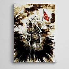 Dekolata Atatürk Cephe ve Türk Bayrağı 35x50 cm Kanvas Tablo