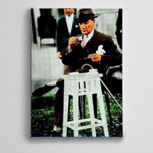 Dekolata Atatürk Kahve İçerken 25x35 cm Kanvas Tablo