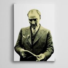 Dekolata Atatürk Kitap Okurken 25x35 cm Kanvas Tablo
