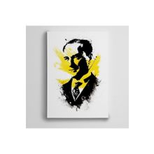 Dekolata Atatürk Portre Sarı Siyah 50x70 cm Kanvas Tablo