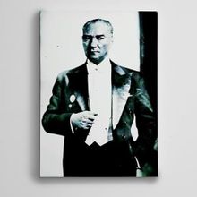 Dekolata Atatürk Siyah Beyaz 11 25x35 cm Kanvas Tablo