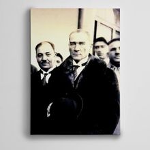 Dekolata Atatürk Siyah Beyaz 3 25x35 cm Kanvas Tablo