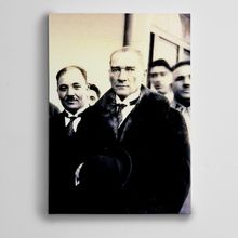 Dekolata Atatürk Siyah Beyaz 3 35x50 cm Kanvas Tablo