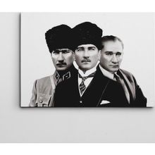 Dekolata Atatürk Siyah Beyaz Portre 50x70 cm Kanvas Tablo