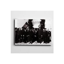 Dekolata Atatürk Tablosu Siyah Beyaz 100x140 cm Kanvas Tablo