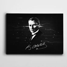 Dekolata Atatürk ve İmza 140x200 cm Kanvas Tablo