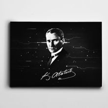 Dekolata Atatürk ve İmza 30x40 cm Kanvas Tablo