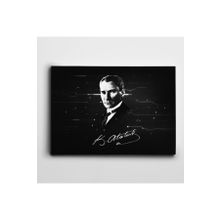 Dekolata Atatürk ve İmza 60x85 cm Kanvas Tablo