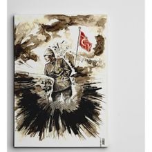Dekolata Atatürk Ve Türk Bayrağı 70x100 cm Kanvas Tablo