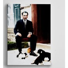 Dekolata Atatürk ve Yavru Köpekler 35x50 cm Kanvas Tablo
