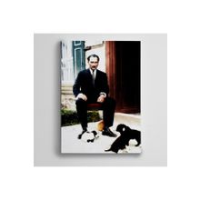 Dekolata Atatürk ve Yavru Köpekler 85x120 cm Kanvas Tablo