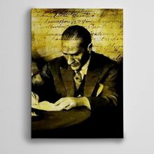 Dekolata Atatürk Yazarken 40x60 cm Kanvas Tablo