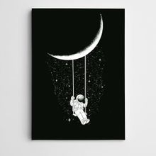 Dekolata Ay Salıncak ve Astronot Modern Sanat 20x30 cm Kanvas Tablo