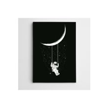 Dekolata Ay Salıncak ve Astronot Modern Sanat 35x50 cm Kanvas Tablo