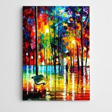 Dekolata Bank ve Ağaçlar Modern Sanat 70x100 cm Kanvas Tablo
