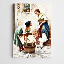 Dekolata Çamaşır Yıkayan Kadınlar 60x85 cm Kanvas Tablo