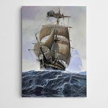 Dekolata Deniz Dalgaları Ve Yelkenli Gemi 40x60 cm Kanvas Tablo