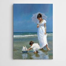 Dekolata Deniz Kadın Ve Çocuk 140x200 cm Kanvas Tablo