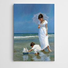 Dekolata Deniz Kadın Ve Çocuk 50x70 cm Kanvas Tablo