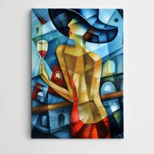 Dekolata DK001495 Kadeh ve Kadın Modern Sanat 20x30 cm Kanvas Tablo
