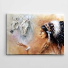 Dekolata DK001500 Kızılderili ve Beyaz Atlar Modern Sanat 60x85 cm Kanvas Tablo