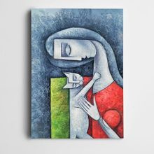 Dekolata DK002229 Kedi Ve Kadın Dekoratif 30x40 cm Kanvas Tablo