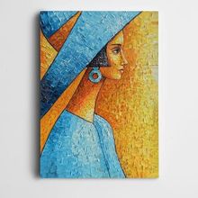 Dekolata DK002238 Mavi Şapkalı Kadın 30x40 cm Kanvas Tablo