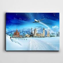 Dekolata Eyfel Kulesi Kar İnsanlar 40x60 cm Kanvas Tablo