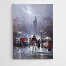 Dekolata Fayton Şehir Manzara 60x85 cm Kanvas Tablo