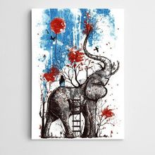 Dekolata Fil ve Kadın Modern Sanat 20x30 cm Kanvas Tablo