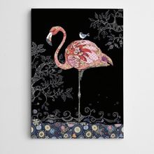 Dekolata Flamingo ve Serçe Modern Sanat 50x70 cm Kanvas Tablo