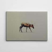 Dekolata Geyik ve Orman 40x60 cm Kanvas Tablo