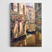 Dekolata Göl Çiçekler Ve İnsanlar 20x30 cm Kanvas Tablo