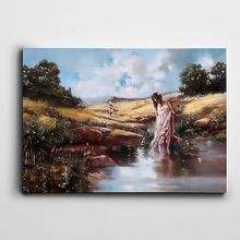 Dekolata Göl Kadın Ve Çocuk 30x40 cm Kanvas Tablo
