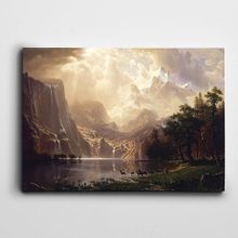 Dekolata Gün Batımı Dağlar Ve Geyikler 20x30 cm Kanvas Tablo