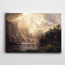 Dekolata Gün Batımı Dağlar Ve Geyikler 60x85 cm Kanvas Tablo