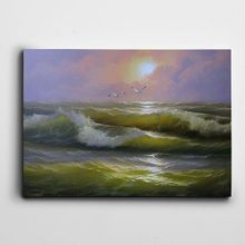 Dekolata Gün Doğumu Deniz Dalgaları 40x60 cm Kanvas Tablo