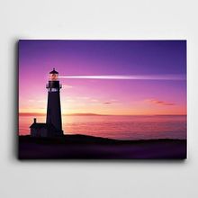 Dekolata Gün Doğumu Deniz Feneri 60x85 cm Kanvas Tablo